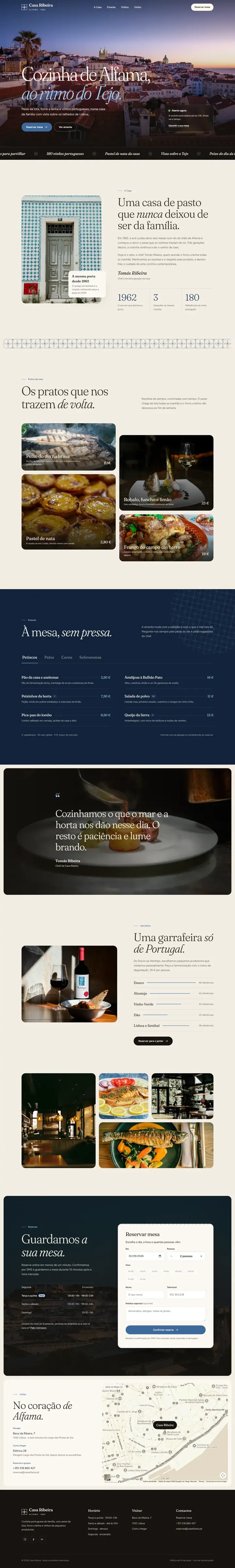 Website criado para o restaurante Casa Ribeira