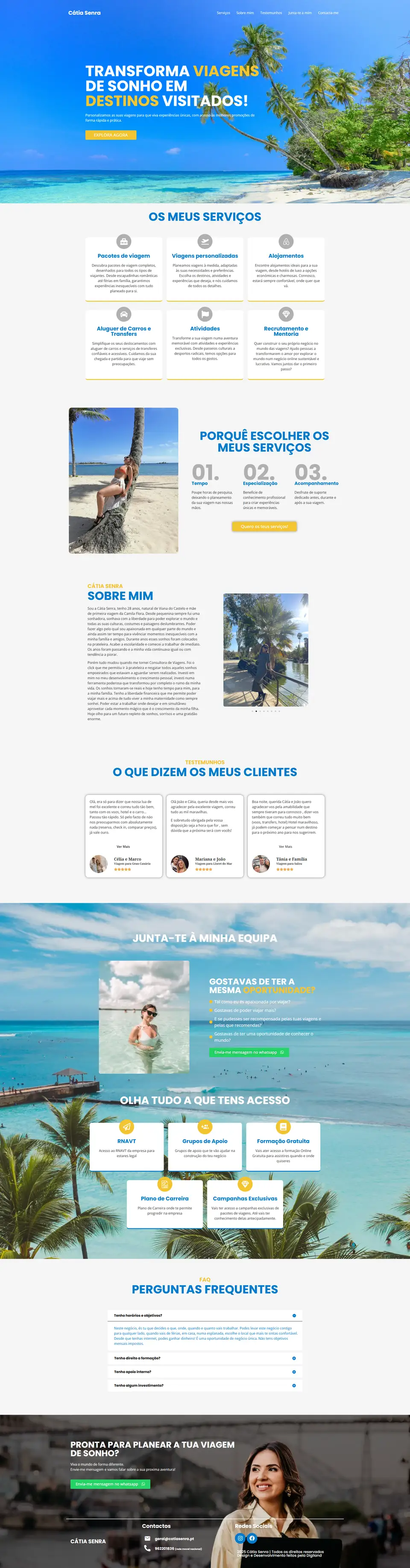 Página completa da website de Cátia Senra