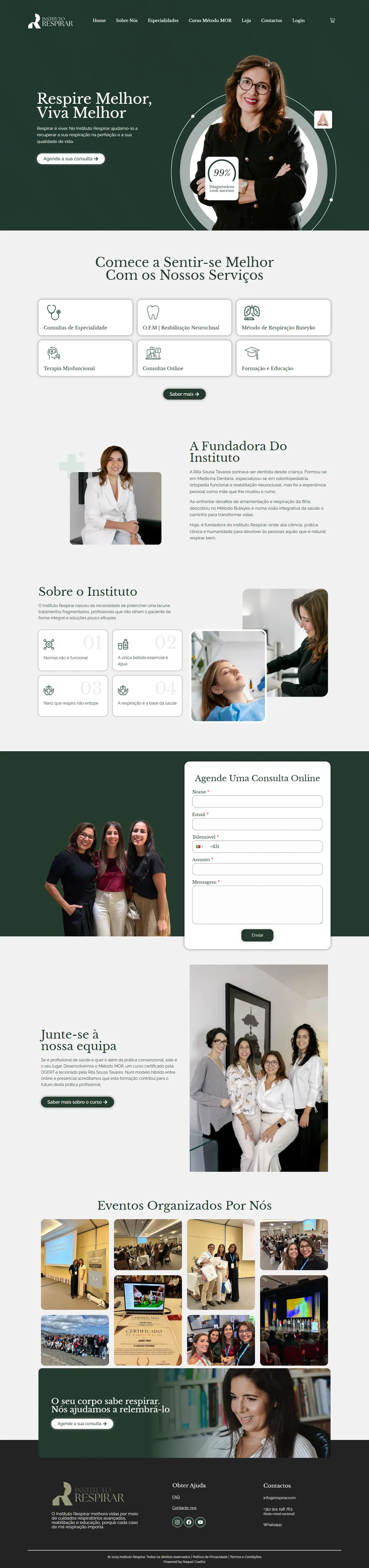 Página completa da website de Instituto Respirar