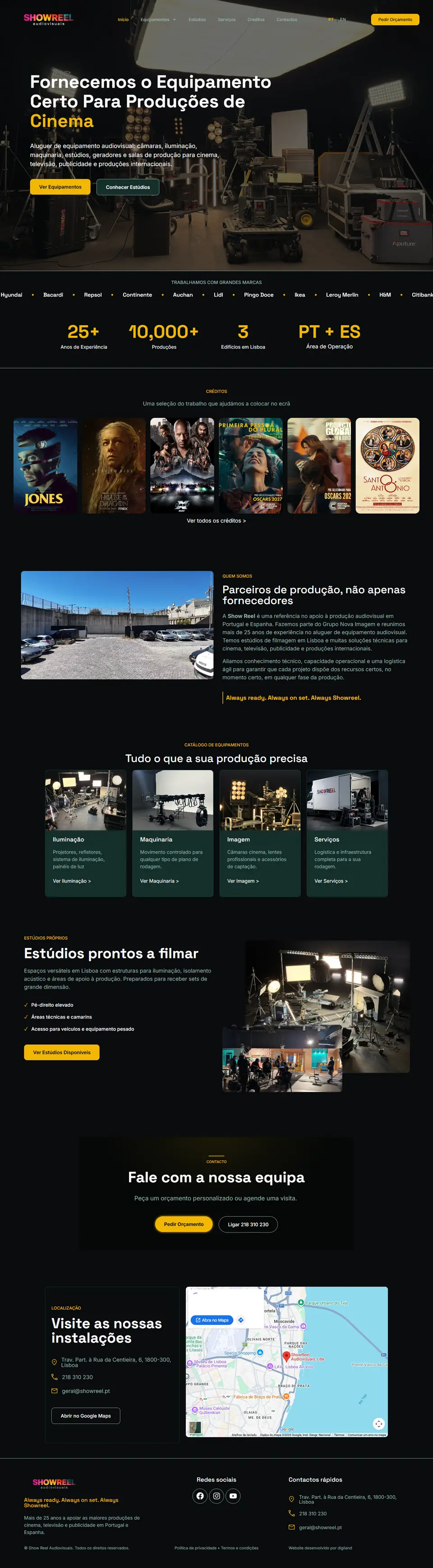 Full website designed for Show Reel Audiovisuais
